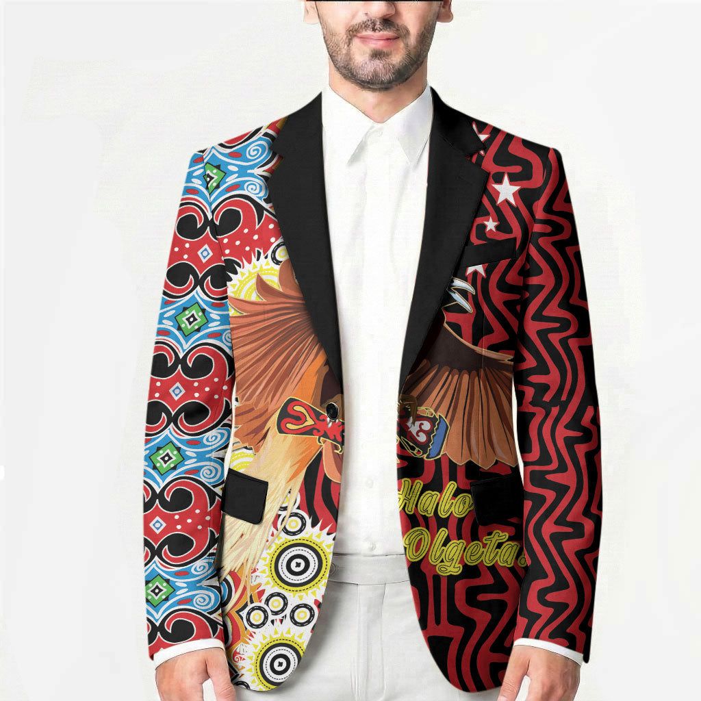Personalised Papua New Guinea Pidgin Language Week Blazer Halo Olgeta Tok Pisin Wik Bird Of Paradise Oro Batik LT22 - Polynesian Pride
