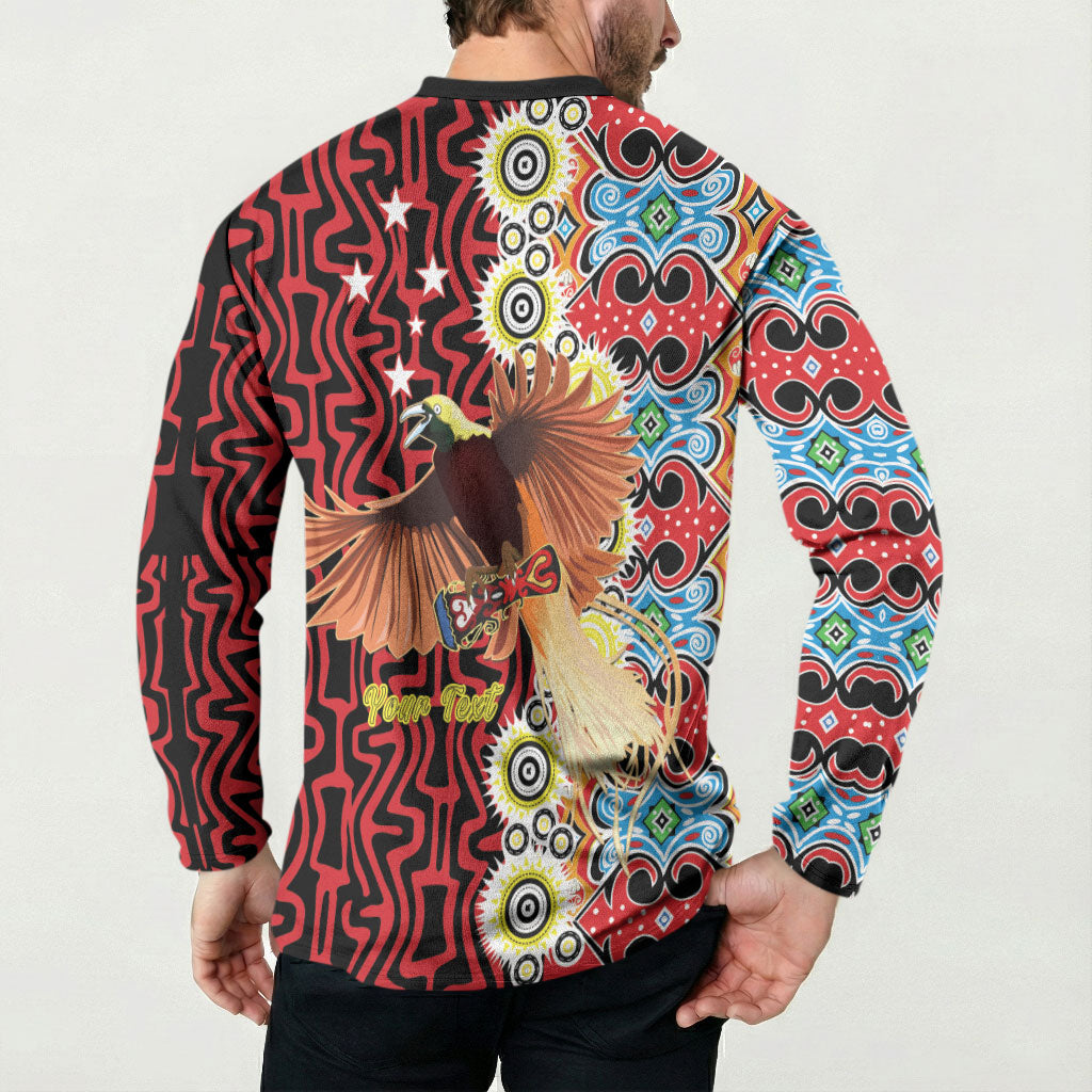 Personalised Papua New Guinea Pidgin Language Week Button Sweatshirt Halo Olgeta Tok Pisin Wik Bird Of Paradise Oro Batik LT22 - Polynesian Pride