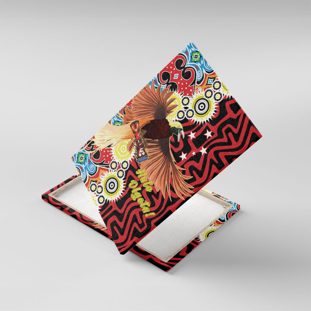 Papua New Guinea Pidgin Language Week Canvas Wall Art Halo Olgeta Tok Pisin Wik Bird Of Paradise Oro Batik LT22 With Frame Red - Polynesian Pride