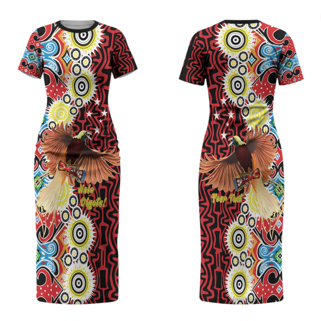 Personalised Papua New Guinea Pidgin Language Week Couples Matching Short Sleeve Bodycon Dress and Long Sleeve Button Shirt Halo Olgeta Tok Pisin Wik Bird Of Paradise Oro Batik LT22 - Polynesian Pride