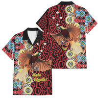 Personalised Papua New Guinea Pidgin Language Week Family Matching Long Sleeve Bodycon Dress and Hawaiian Shirt Halo Olgeta Tok Pisin Wik Bird Of Paradise Oro Batik LT22 Dad's Shirt - Short Sleeve Red - Polynesian Pride