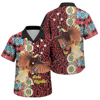 Personalised Papua New Guinea Pidgin Language Week Family Matching Off Shoulder Maxi Dress and Hawaiian Shirt Halo Olgeta Tok Pisin Wik Bird Of Paradise Oro Batik LT22 Son's Shirt Red - Polynesian Pride