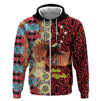 Personalised Papua New Guinea Pidgin Language Week Hoodie Halo Olgeta Tok Pisin Wik Bird Of Paradise Oro Batik LT22 Zip Hoodie Red - Polynesian Pride