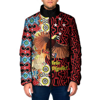 Personalised Papua New Guinea Pidgin Language Week Padded Jacket Halo Olgeta Tok Pisin Wik Bird Of Paradise Oro Batik LT22 Men Red - Polynesian Pride