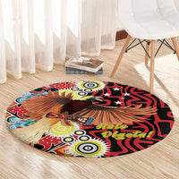 Papua New Guinea Pidgin Language Week Round Carpet Halo Olgeta Tok Pisin Wik Bird Of Paradise Oro Batik LT22 - Polynesian Pride