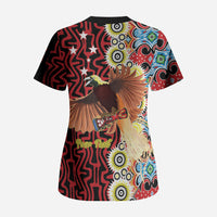 Personalised Papua New Guinea Pidgin Language Week Scrub Top Halo Olgeta Tok Pisin Wik Bird Of Paradise Oro Batik LT22 - Polynesian Pride
