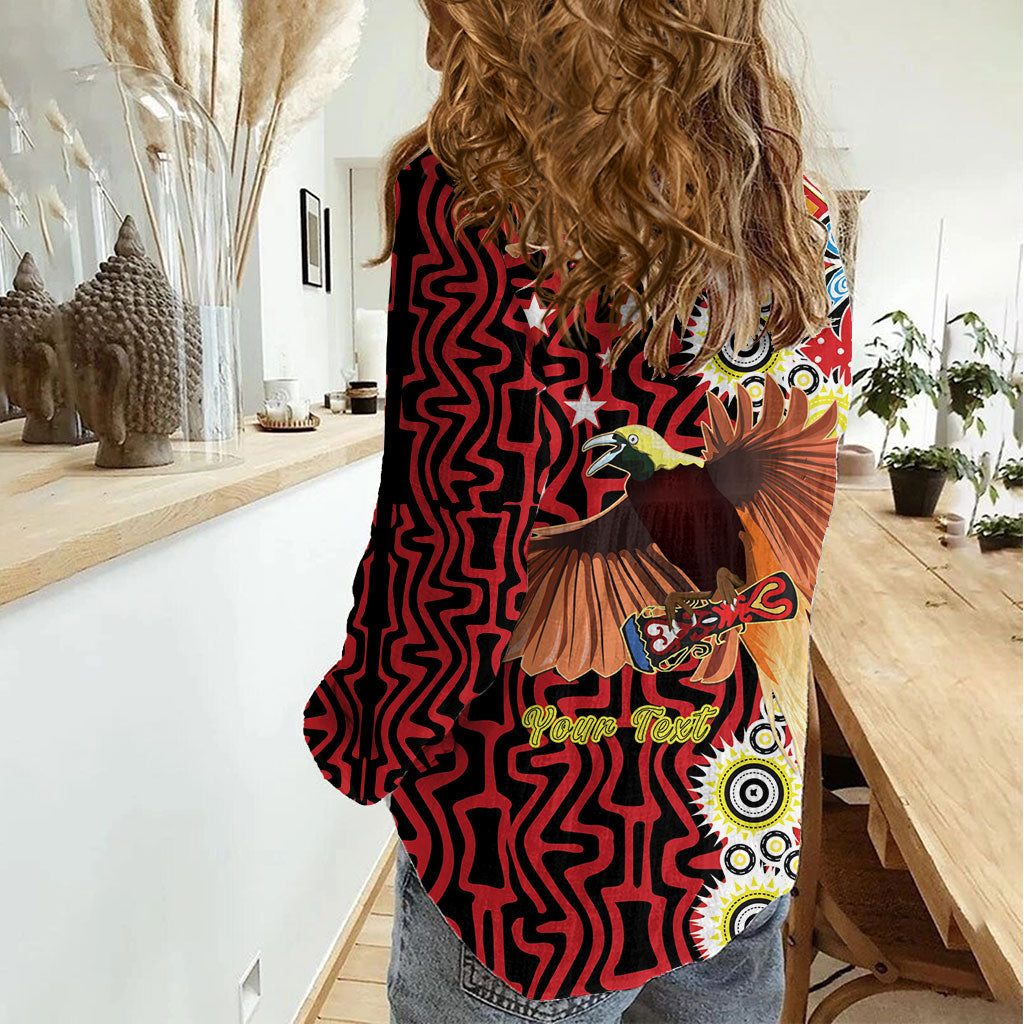 Personalised Papua New Guinea Pidgin Language Week Women Casual Shirt Halo Olgeta Tok Pisin Wik Bird Of Paradise Oro Batik LT22 - Polynesian Pride