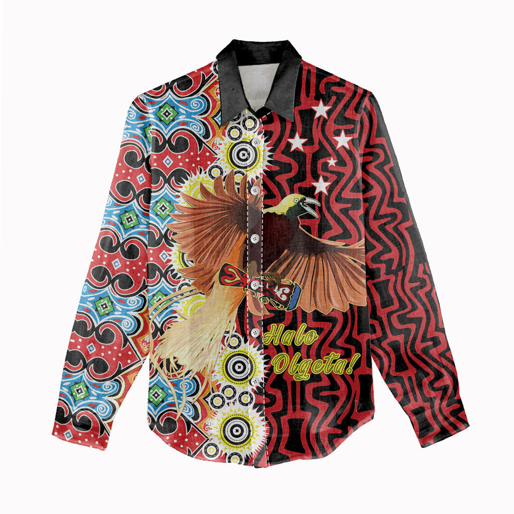 Personalised Papua New Guinea Pidgin Language Week Women Casual Shirt Halo Olgeta Tok Pisin Wik Bird Of Paradise Oro Batik LT22 - Polynesian Pride