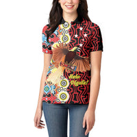 Personalised Papua New Guinea Pidgin Language Week Women Polo Shirt Halo Olgeta Tok Pisin Wik Bird Of Paradise Oro Batik LT22 - Polynesian Pride