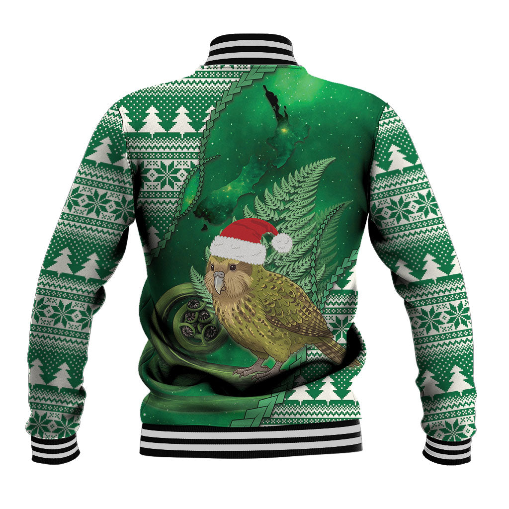 New Zealand Kakapo Christmas In July Baseball Jacket Silver Fern Santa Xmas Green Color