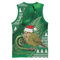 New Zealand Kakapo Christmas In July Basketball Jersey Silver Fern Santa Xmas Green Color