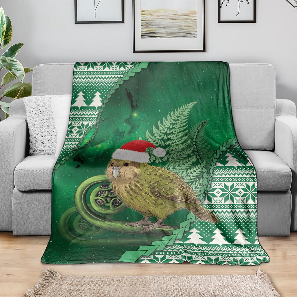New Zealand Kakapo Christmas In July Blanket Silver Fern Santa Xmas Green Color