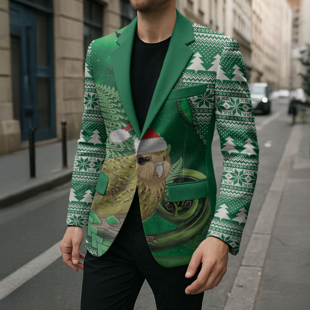 New Zealand Kakapo Christmas In July Blazer Silver Fern Santa Xmas Green Color