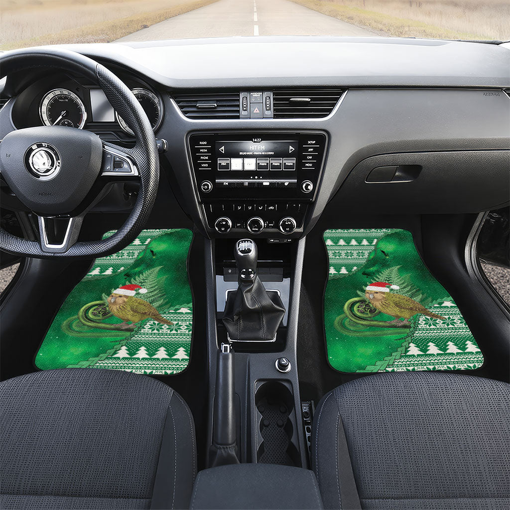 New Zealand Kakapo Christmas In July Car Mats Silver Fern Santa Xmas Green Color