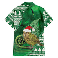 New Zealand Kakapo Christmas In July Family Matching Puletasi and Hawaiian Shirt Silver Fern Santa Xmas Green Color