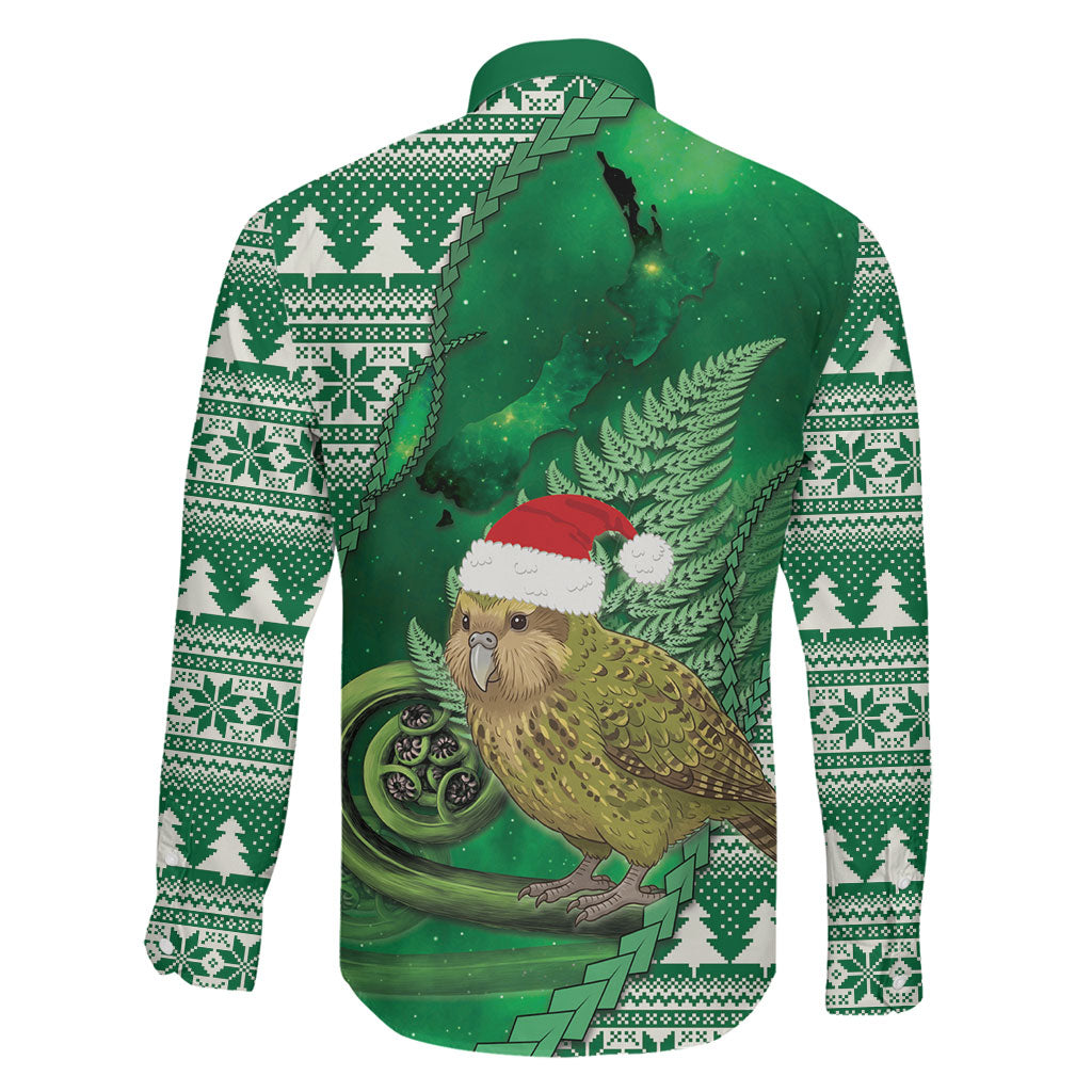 New Zealand Kakapo Christmas In July Family Matching Puletasi and Hawaiian Shirt Silver Fern Santa Xmas Green Color