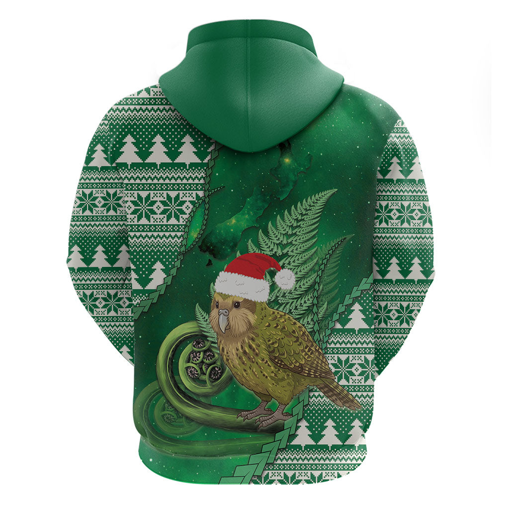 New Zealand Kakapo Christmas In July Hoodie Silver Fern Santa Xmas Green Color