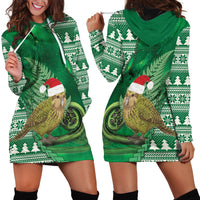 New Zealand Kakapo Christmas In July Hoodie Dress Silver Fern Santa Xmas Green Color