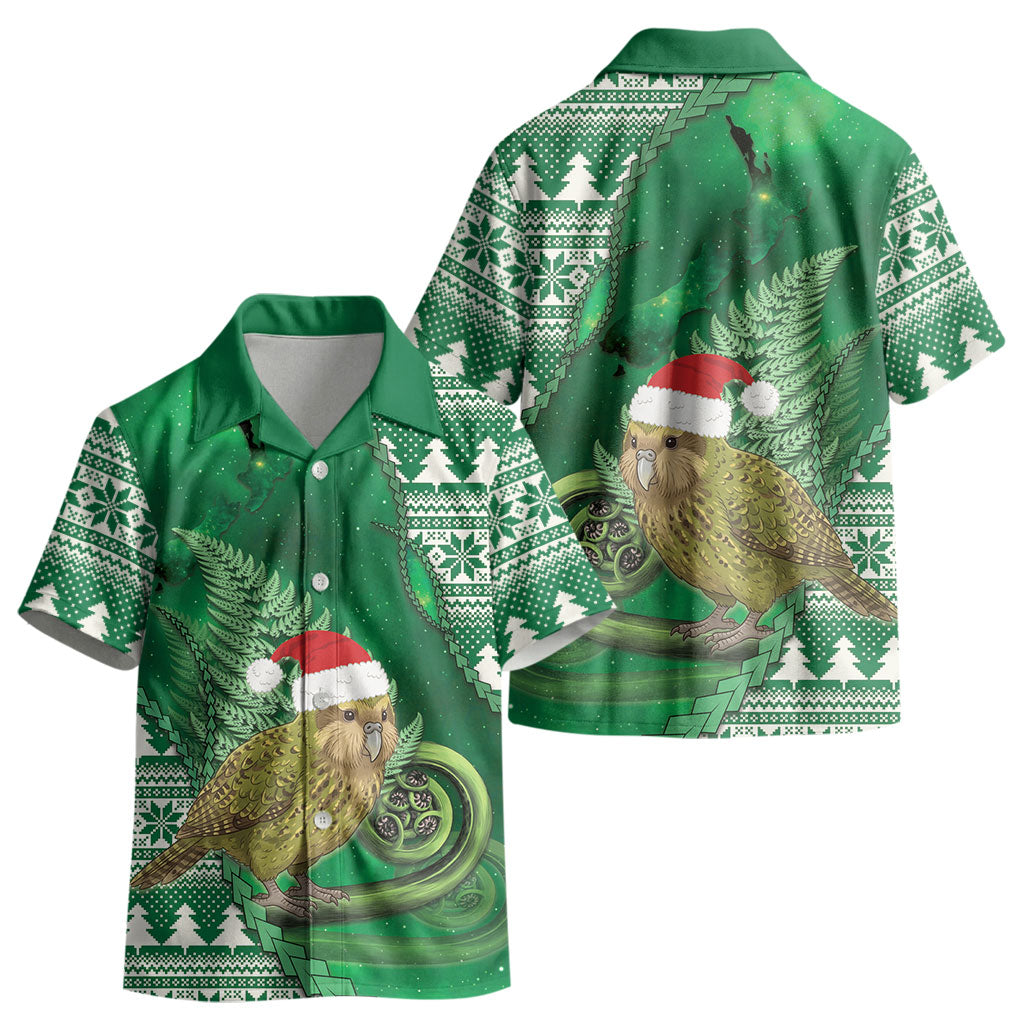 New Zealand Kakapo Christmas In July Kid Hawaiian Shirt Silver Fern Santa Xmas Green Color LT22 - Polynesian Pride