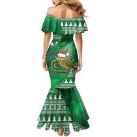 New Zealand Kakapo Christmas In July Mermaid Dress Silver Fern Santa Xmas Green Color
