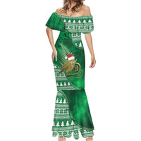 New Zealand Kakapo Christmas In July Mermaid Dress Silver Fern Santa Xmas Green Color