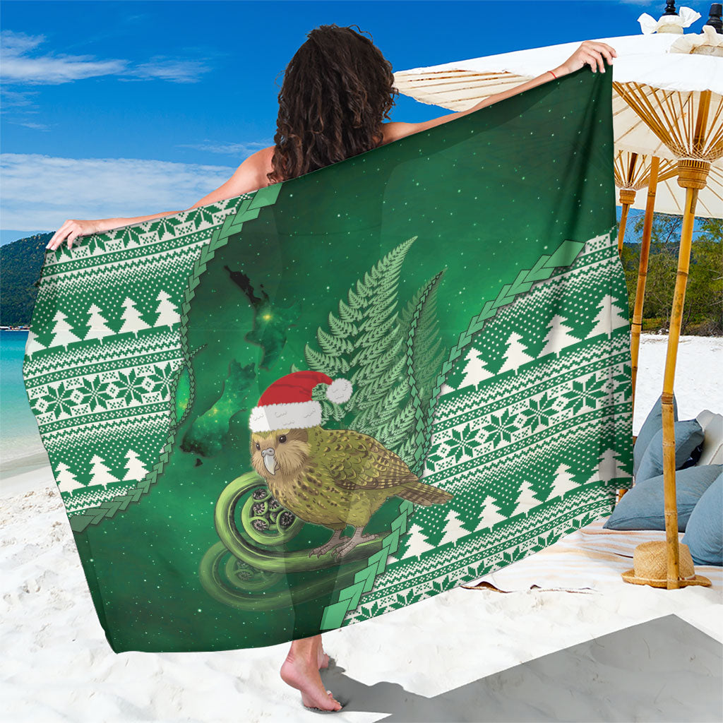 New Zealand Kakapo Christmas In July Sarong Silver Fern Santa Xmas Green Color