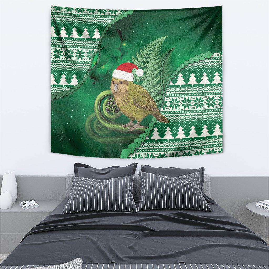 New Zealand Kakapo Christmas In July Tapestry Silver Fern Santa Xmas Green Color