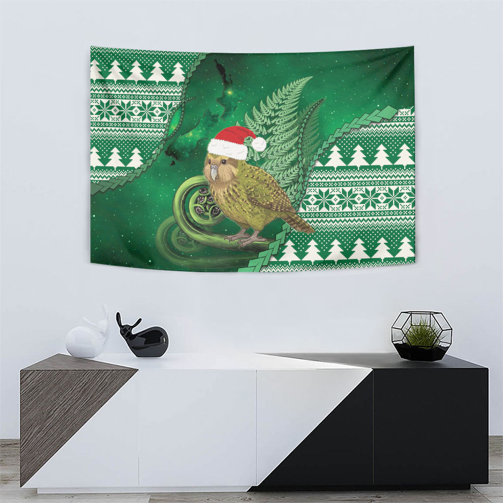 New Zealand Kakapo Christmas In July Tapestry Silver Fern Santa Xmas Green Color