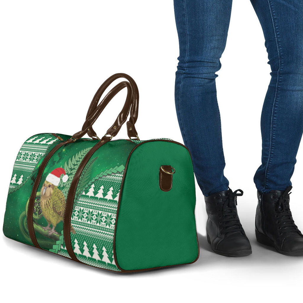 New Zealand Kakapo Christmas In July Travel Bag Silver Fern Santa Xmas Green Color