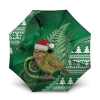 New Zealand Kakapo Christmas In July Umbrella Silver Fern Santa Xmas Green Color
