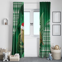 New Zealand Kakapo Christmas In July Window Curtain Silver Fern Santa Xmas Green Color