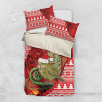 New Zealand Kakapo Christmas In July Bedding Set Silver Fern Santa Xmas Red Color