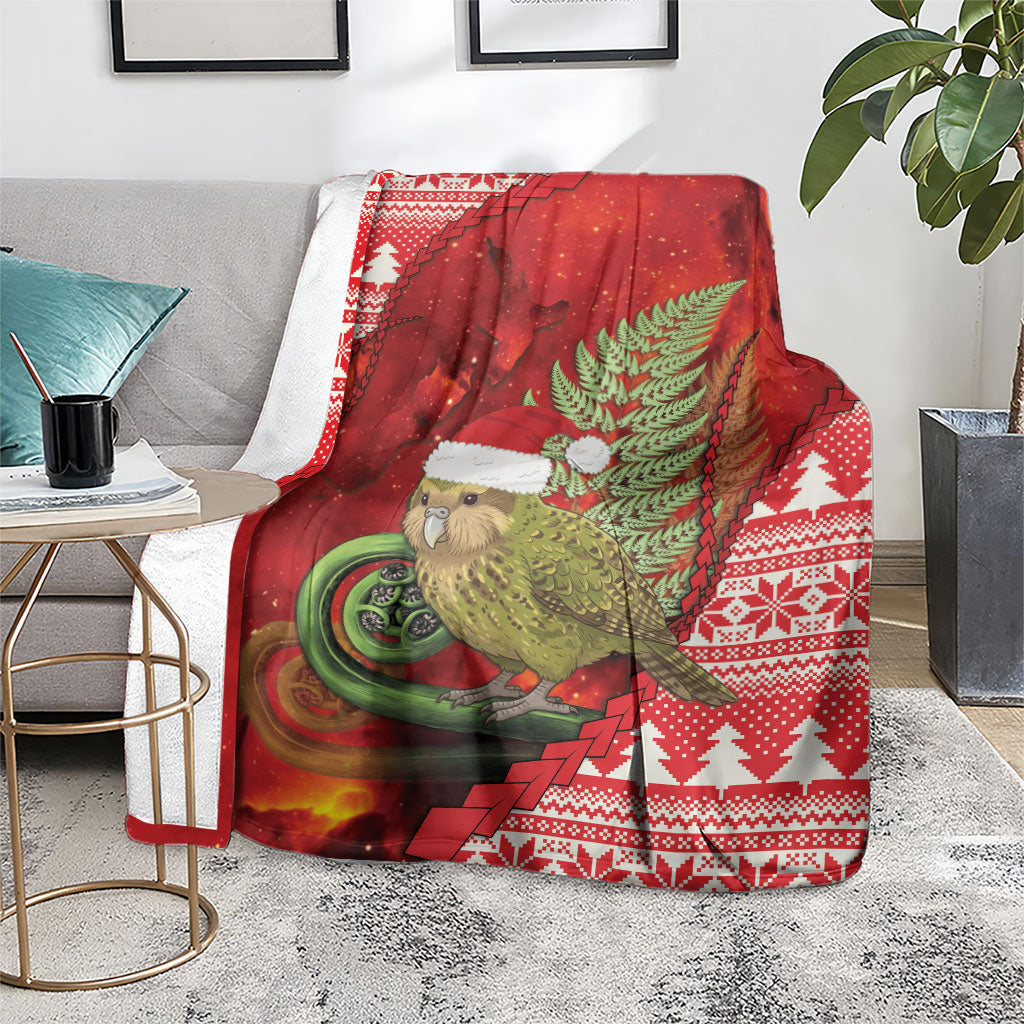 New Zealand Kakapo Christmas In July Blanket Silver Fern Santa Xmas Red Color