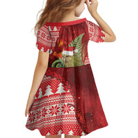 New Zealand Kakapo Christmas In July Family Matching Mermaid Dress and Hawaiian Shirt Silver Fern Santa Xmas Red Color