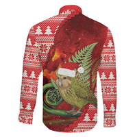 New Zealand Kakapo Christmas In July Family Matching Short Sleeve Bodycon Dress and Hawaiian Shirt Silver Fern Santa Xmas Red Color