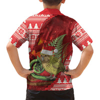 New Zealand Kakapo Christmas In July Family Matching Summer Maxi Dress and Hawaiian Shirt Silver Fern Santa Xmas Red Color
