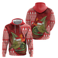 New Zealand Kakapo Christmas In July Hoodie Silver Fern Santa Xmas Red Color
