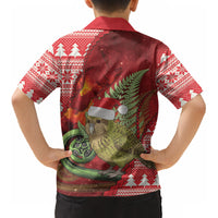 New Zealand Kakapo Christmas In July Kid Hawaiian Shirt Silver Fern Santa Xmas Red Color LT22 - Polynesian Pride