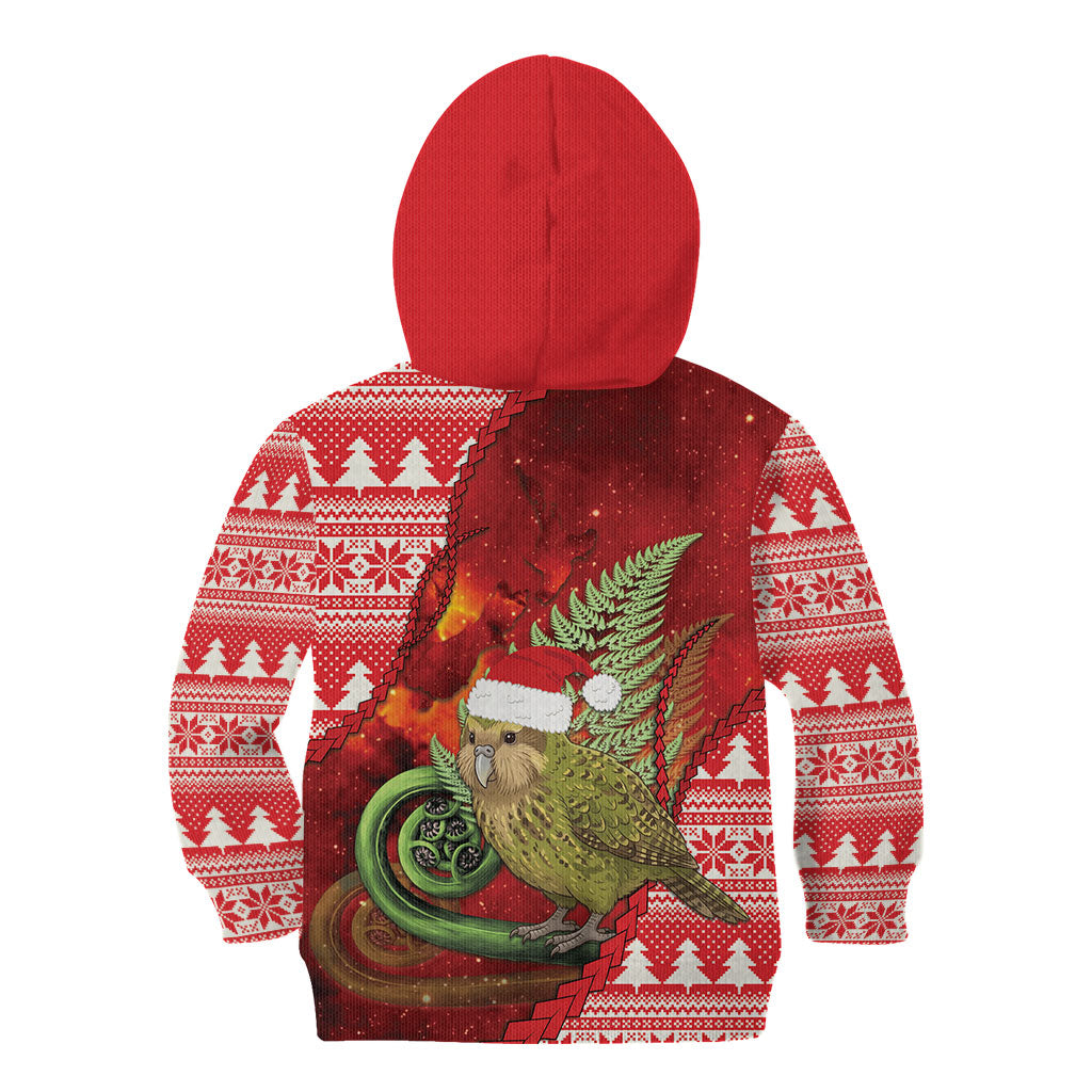 New Zealand Kakapo Christmas In July Kid Hoodie Silver Fern Santa Xmas Red Color