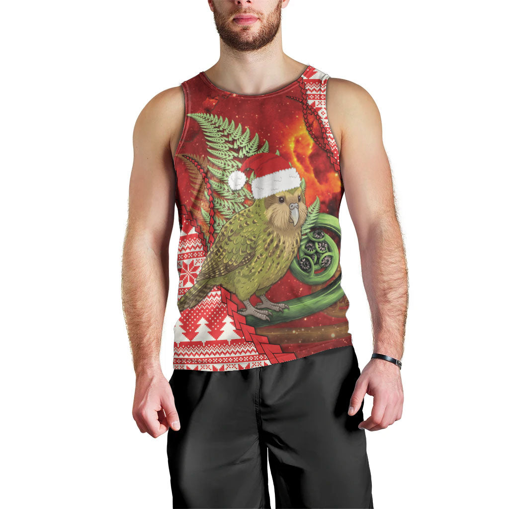 New Zealand Kakapo Christmas In July Men Tank Top Silver Fern Santa Xmas Red Color