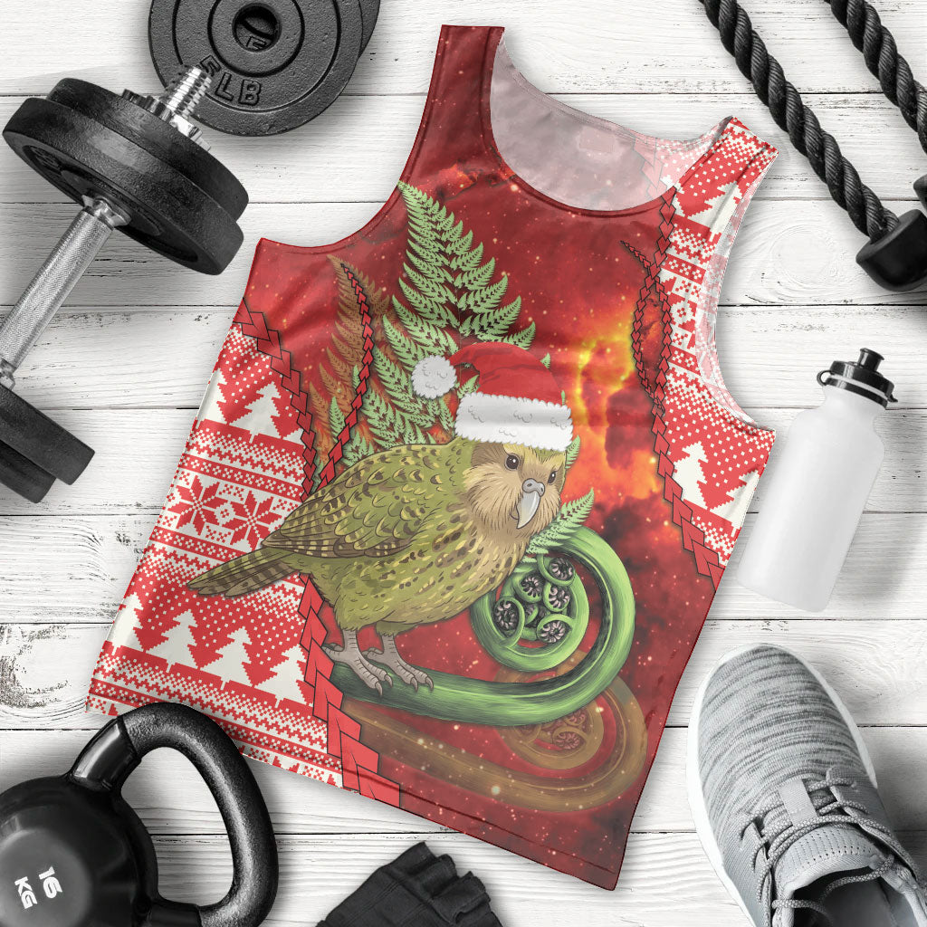 New Zealand Kakapo Christmas In July Men Tank Top Silver Fern Santa Xmas Red Color