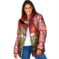 New Zealand Kakapo Christmas In July Padded Jacket Silver Fern Santa Xmas Red Color