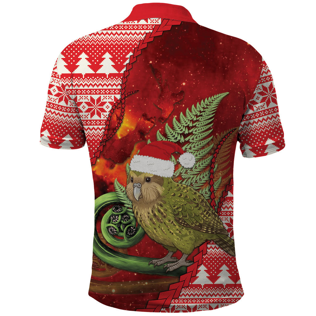 New Zealand Kakapo Christmas In July Polo Shirt Silver Fern Santa Xmas Red Color