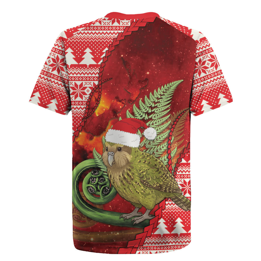 New Zealand Kakapo Christmas In July Rugby Jersey Silver Fern Santa Xmas Red Color