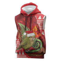 New Zealand Kakapo Christmas In July Sleeveless Hoodie Silver Fern Santa Xmas Red Color