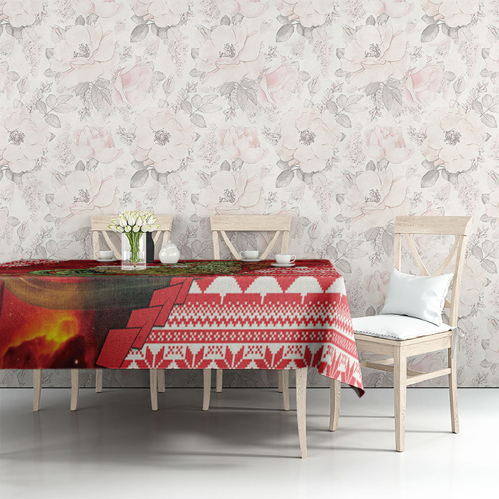New Zealand Kakapo Christmas In July Tablecloth Silver Fern Santa Xmas Red Color