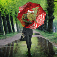 New Zealand Kakapo Christmas In July Umbrella Silver Fern Santa Xmas Red Color