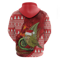 New Zealand Kakapo Christmas In July Zip Hoodie Silver Fern Santa Xmas Red Color
