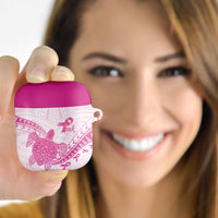 Breast Cancer Awareness AirPods Case Pink Ribbon Turtle Polynesian Pattern White LT22 - Polynesian Pride
