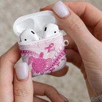 Breast Cancer Awareness AirPods Case Pink Ribbon Turtle Polynesian Pattern White LT22 - Polynesian Pride
